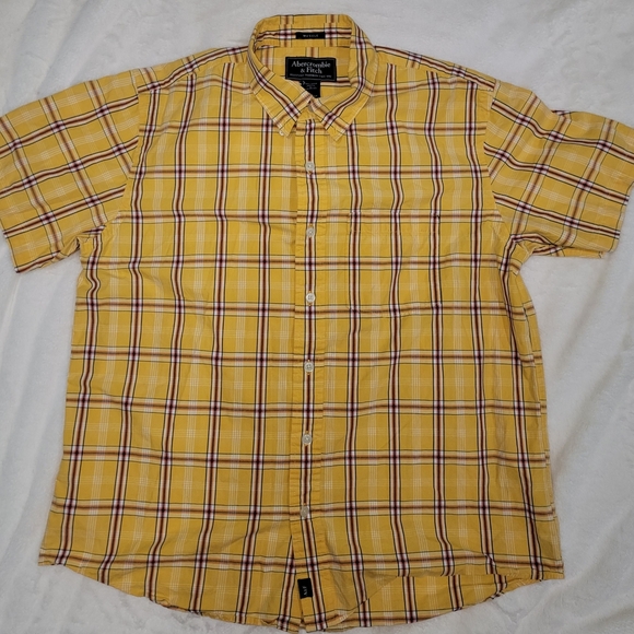 Abercrombie & Fitch Yellow Plaid Men's Shirt - Picture 2 of 4